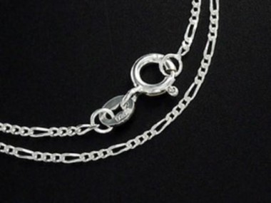 925 Sterling Silver Figaro Chain Necklace 1.3 mm.