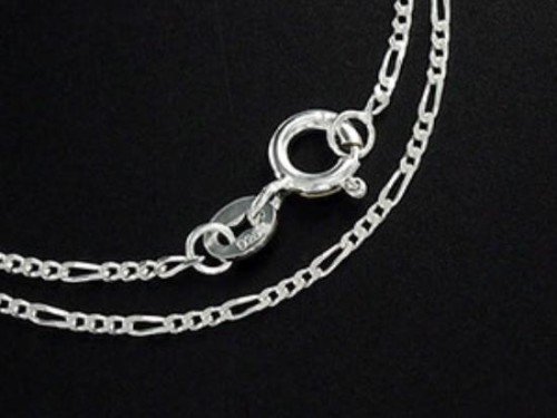 16 inches of 925 Sterling Silver Figaro Chain Necklace 1.3 mm. Delicate Chain