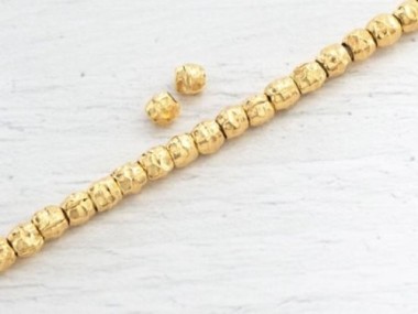 Karen Hill Tribe Gold Vermeil Style Hammered Beads 3.3x3 mm.