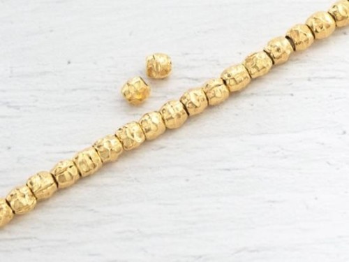 20 of Karen Hill Tribe Gold Vermeil Style Hammered Beads 3.3x3 mm.