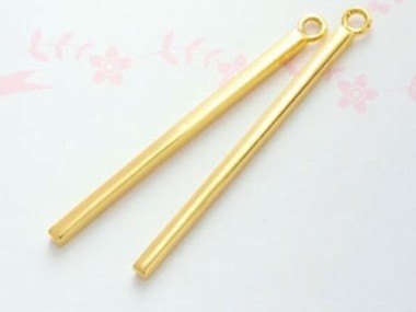 925 Sterling Silver 24k Gold Vermeil Style Rectangle Stick Charms 2x35mm.