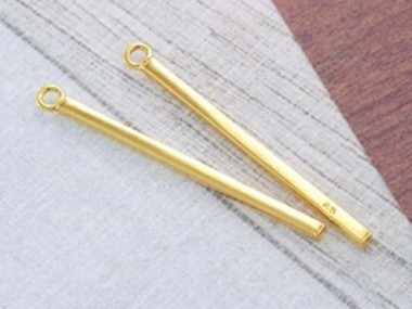 925 Sterling Silver 24k Gold Vermeil Style Rectangle Stick Charms 2x35mm.