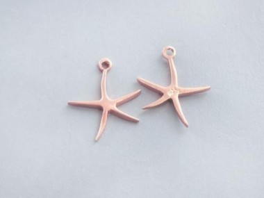 925 Sterling Silver Rose Gold Vermeil Style Starfish Charms 13.5mm.