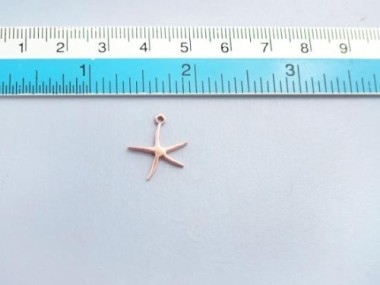 925 Sterling Silver Rose Gold Vermeil Style Starfish Charms 13.5mm.