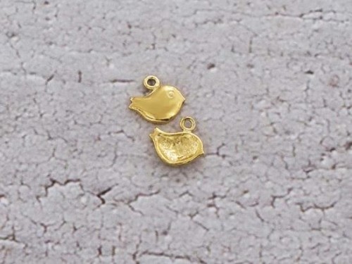 2 of 925 Sterling Silver 24K Gold Vermeil Style Bird Charms 6x9 mm.