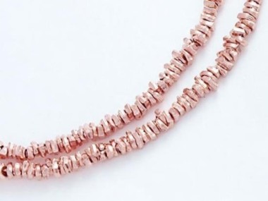 Karen hill tribe Silver Rose Gold Vermeil Style Little Stick Beads 1.4x0.8 mm.