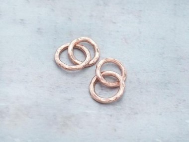 Karen hill tribe Rose Vermeil Style Double Hammered Circle Rings Charms 10,11.5 mm.