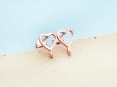 Rose Gold Vermeil Style Heart Earrings Post Findings. 8.5x9mm