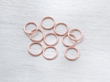 925 Sterling Silver Rose Gold Vermeil Style Closed Rings 10x1 mm.