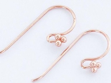 925 Sterling Silver Rose Gold Vermeil Style Earwires 8x20 mm.