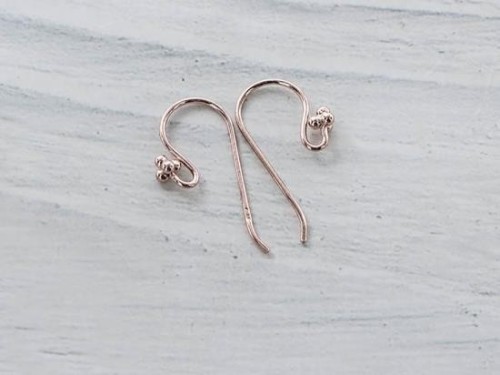 2 pairs of 925 Sterling Silver Rose Gold Vermeil Style Earwires 8x20 mm.