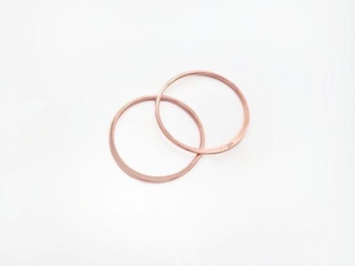 2 of 925 Sterling Silver Rose Gold Vermeil Style Circle Links, Connectors 20 mm. Polish Finished