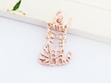 Rose Gold Vermeil Style Cat Charm 8x17 mm