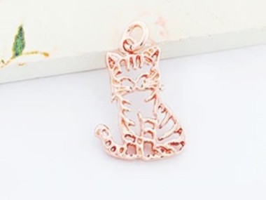 Rose Gold Vermeil Style Cat Charm 8x17 mm