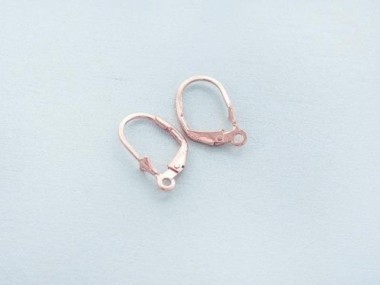 925 Sterling Silver Rose Gold Vermeil Style Lever Back Earwires 9x15 mm.