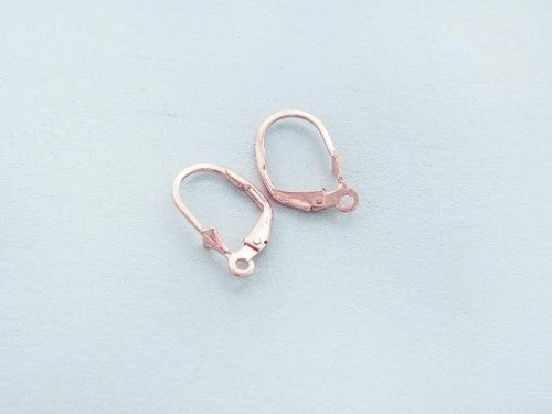 2 pairs of 925 Sterling Silver Rose Gold Vermeil Style Lever Back Earwires 9x15 mm.