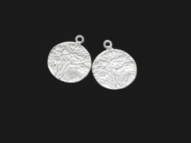 925 Sterling Silver Textured Disc Charms 13 mm.