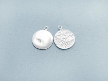 925 Sterling Silver Textured Disc Charms 13 mm.