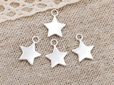 925 Sterling Silver Star Charms 10 mm.