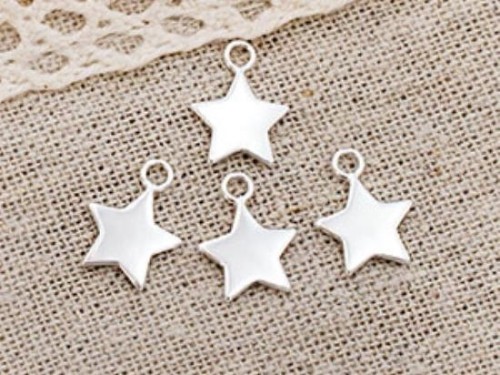 4 of 925 Sterling Silver Star Charms 10 mm.