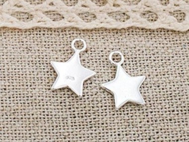 925 Sterling Silver Star Charms 10 mm.