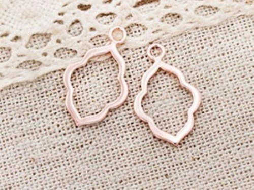 2 of 925 Sterling Silver Rose Gold Vermeil Style Moroccan Style Drop Pendants 12x16mm.