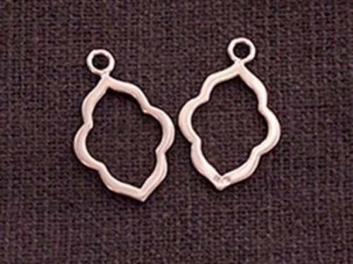 2 of 925 Sterling Silver Rose Gold Vermeil Style Moroccan Style Drop Pendants 12x16mm.