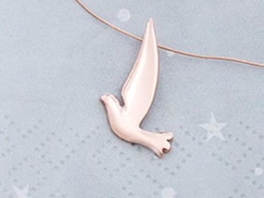 925 Sterling Silver Rose Gold Vermeil Style BirdPendant 14x21mm.