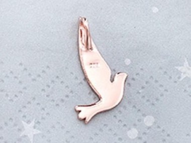 925 Sterling Silver Rose Gold Vermeil Style BirdPendant 14x21mm.