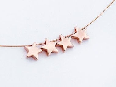 Sterling Silver Rose Vermeil Style Star Beads 5mm.