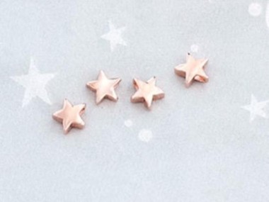 Sterling Silver Rose Vermeil Style Star Beads 5mm.