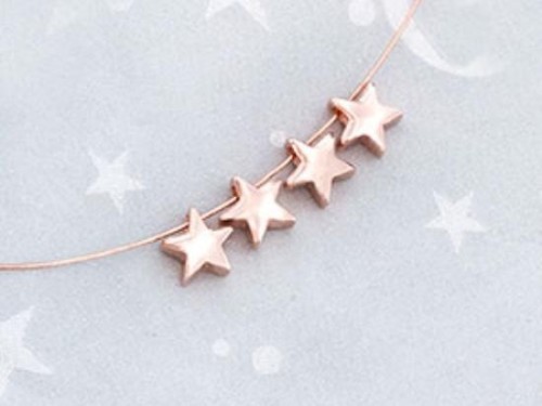 4 of Sterling Silver Rose Vermeil Style Star Beads 5mm.