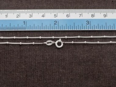 925 Sterling Silver Curb Diamond Cut Bead Chain Necklace 1.2mm