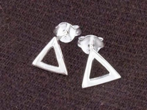 1 pair of 925 Sterling Silver Triangle Stud Earrings , minimalist earrings ., Polish Finished