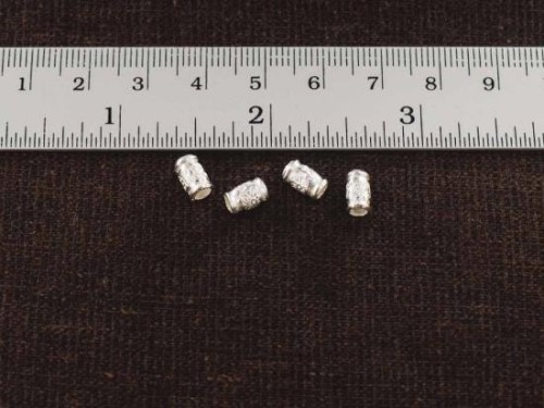 15 of Karen Hill Tribe Silver Flower Printed Spacer Beads 4x6mm.