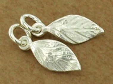 925 Sterling Silver Leaf Charms 6x11mm.,