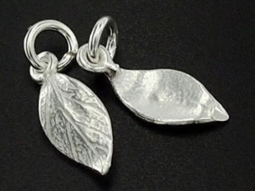 2 of 925 Sterling Silver Leaf Charms 6x11mm.,Tiny Leaf Charms