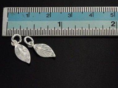 925 Sterling Silver Leaf Charms 6x11mm.,