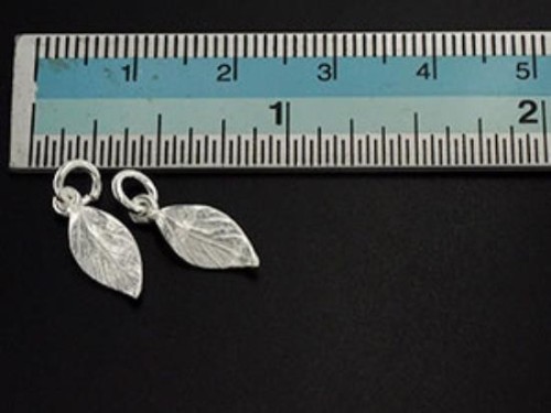 2 of 925 Sterling Silver Leaf Charms 6x11mm.,Tiny Leaf Charms