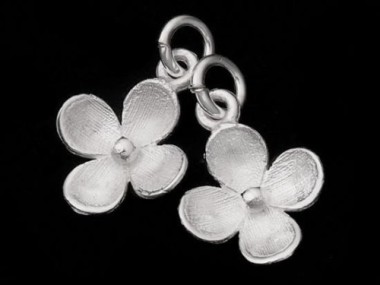 2 of 925 Sterling Silver Flower Charms 10mm. Matte Finish.