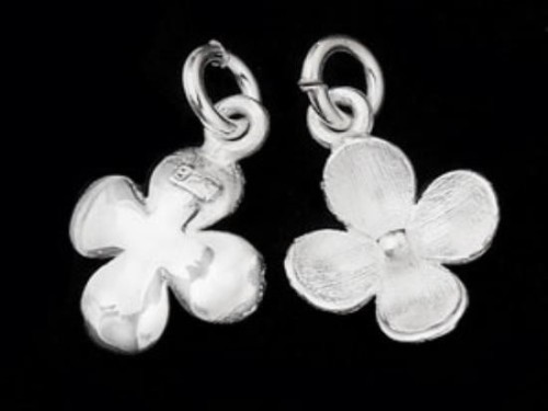 2 of 925 Sterling Silver Flower Charms 10mm. Matte Finish.