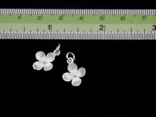 2 of 925 Sterling Silver Flower Charms 10mm. Matte Finish.