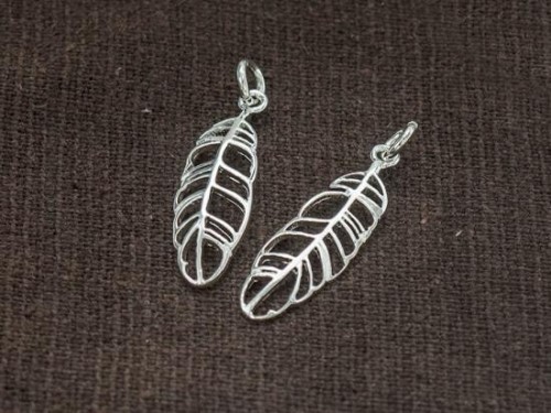 2 of 925 Sterling Silver Leaf Charms 7x24 mm.Polish Finished.