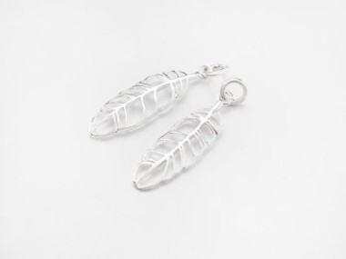 925 Sterling Silver Leaf Charms 7x24 mm.P