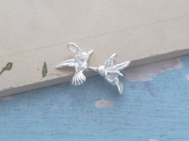 925 Sterling Silver Hummingbird Charms 7x14mm.