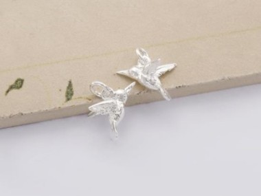 925 Sterling Silver Hummingbird Charms 7x14mm.