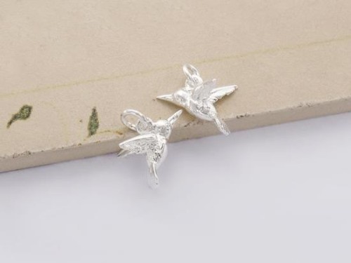 2 of 925 Sterling Silver Hummingbird Charms 7x14mm.