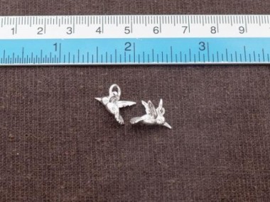 925 Sterling Silver Hummingbird Charms 7x14mm.