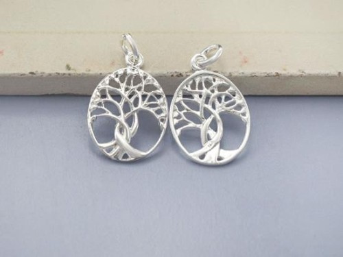 2 of 925 Sterling Silver Tree of Life Pendants 13x16 mm. Polish Finished