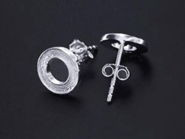 925 Sterling Silver Textured Circle Stud Earrings 9mm.